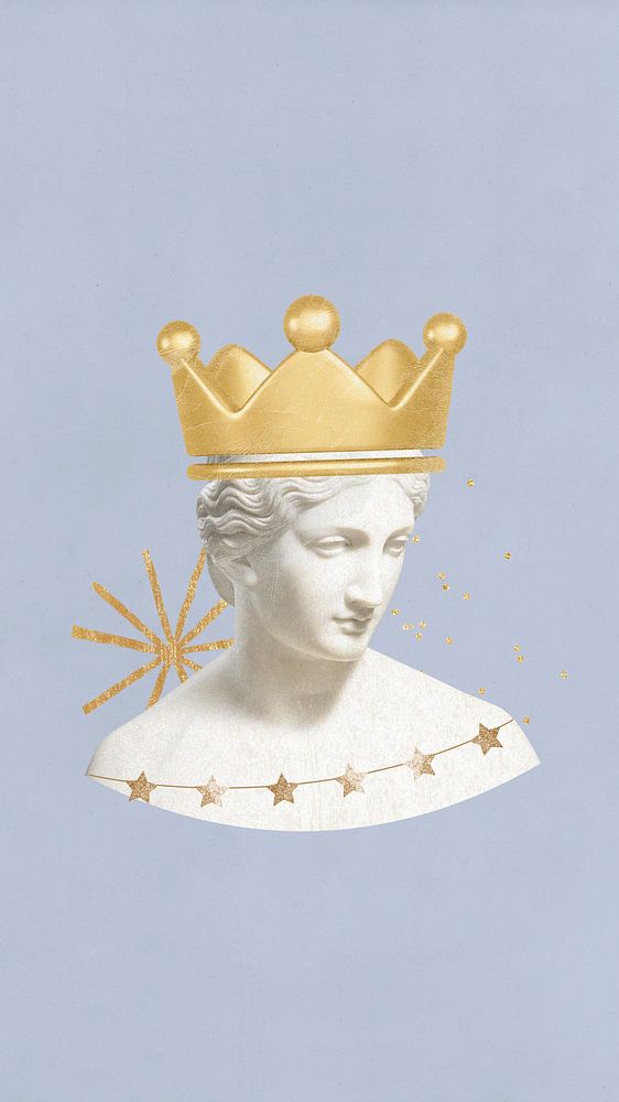 Greek Goddess queen statue iPhone wallpaper, creative remix