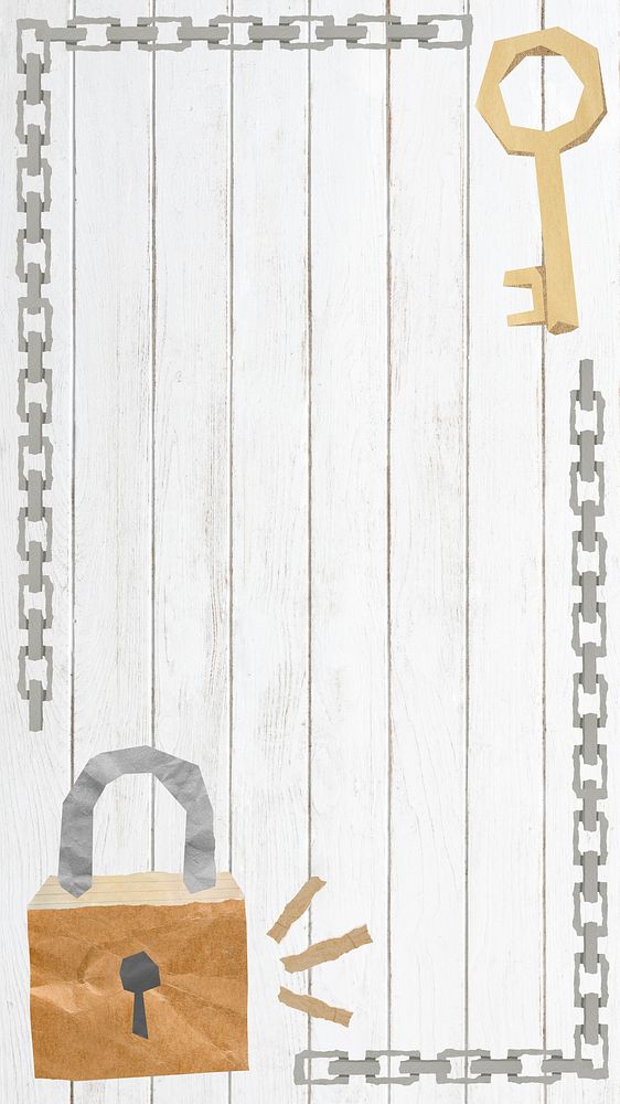 Lock and key iPhone wallpaper, wooden textured design