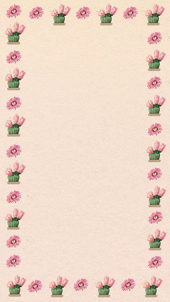 Cactus flower frame iPhone wallpaper