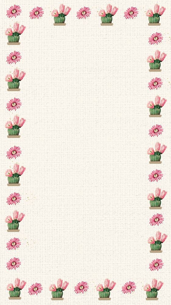 Cactus flower frame iPhone wallpaper