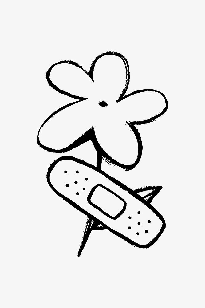 Flower bandage doodle illustration vector