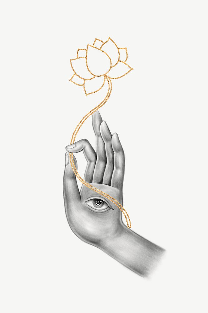 Hamsa lotus, spiritual illustration psd