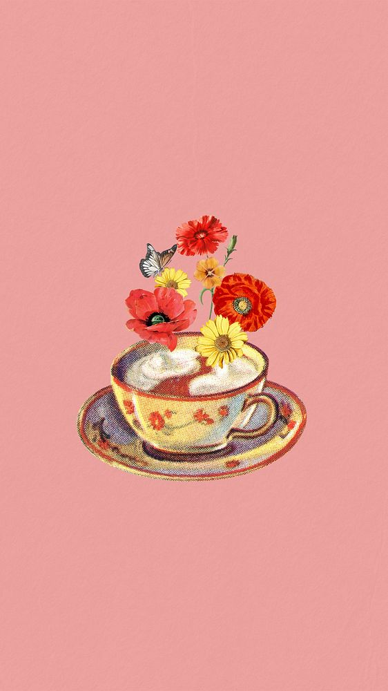 Afternoon floral tea iPhone wallpaper