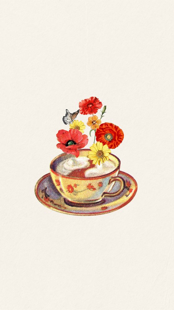 Afternoon floral tea iPhone wallpaper