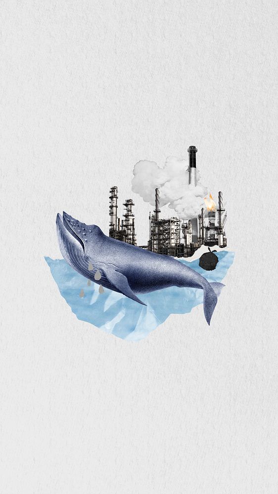 Ocean industrial waste pollution iPhone wallpaper