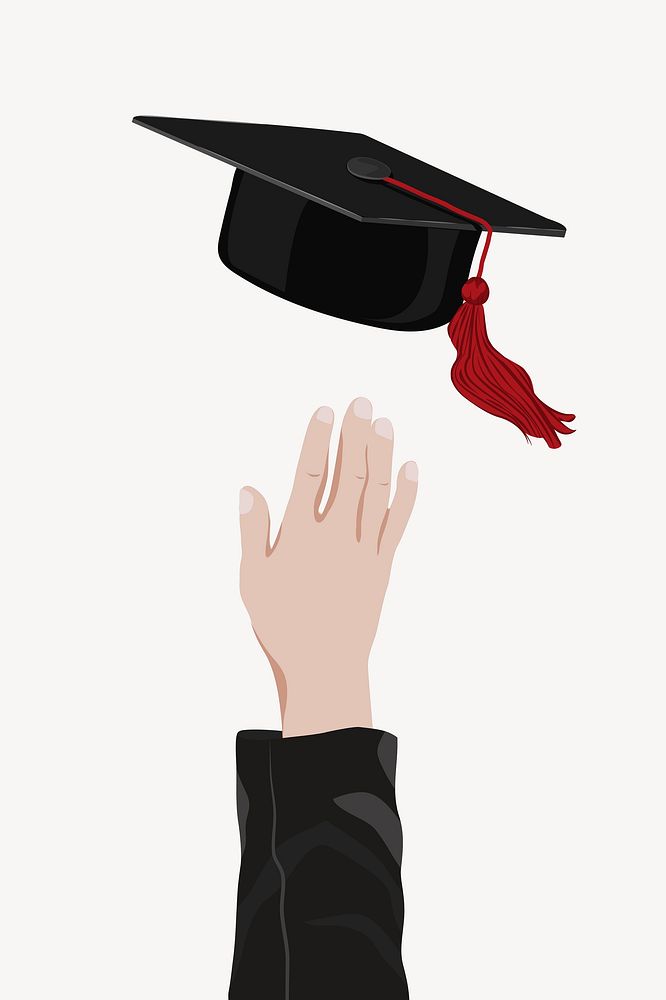 Graduation cap, aesthetic illustration vector