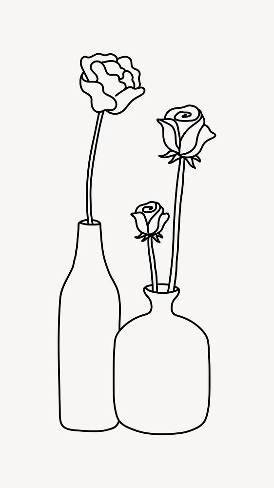 Roses in vase doodle illustration design