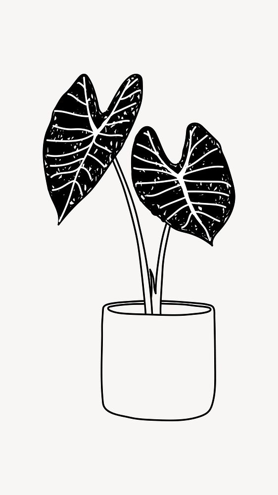 House plant in pot doodle illustration design