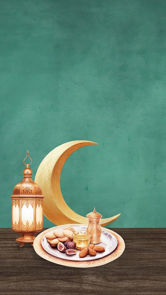 Ramadan iftar food mobile phone, digital art design