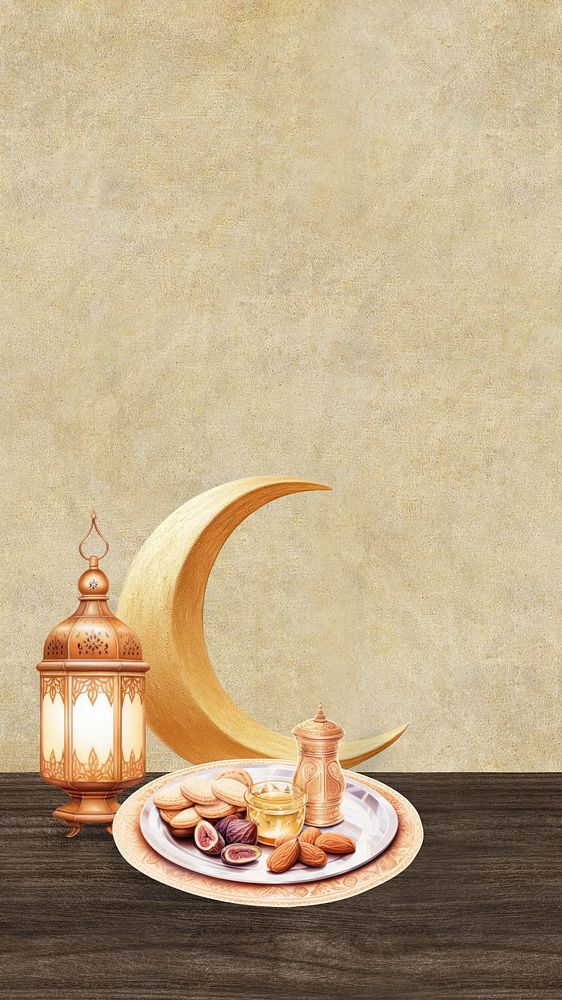 Ramadan iftar food mobile phone, digital art design