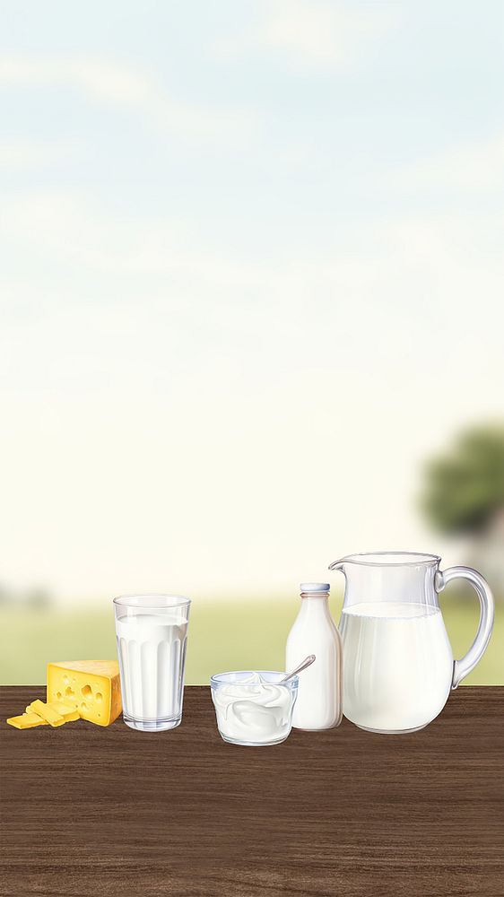 Dairy products mobile phone, food digital art design