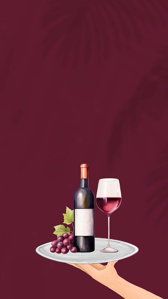 Red wine mobile phone, food digital art design