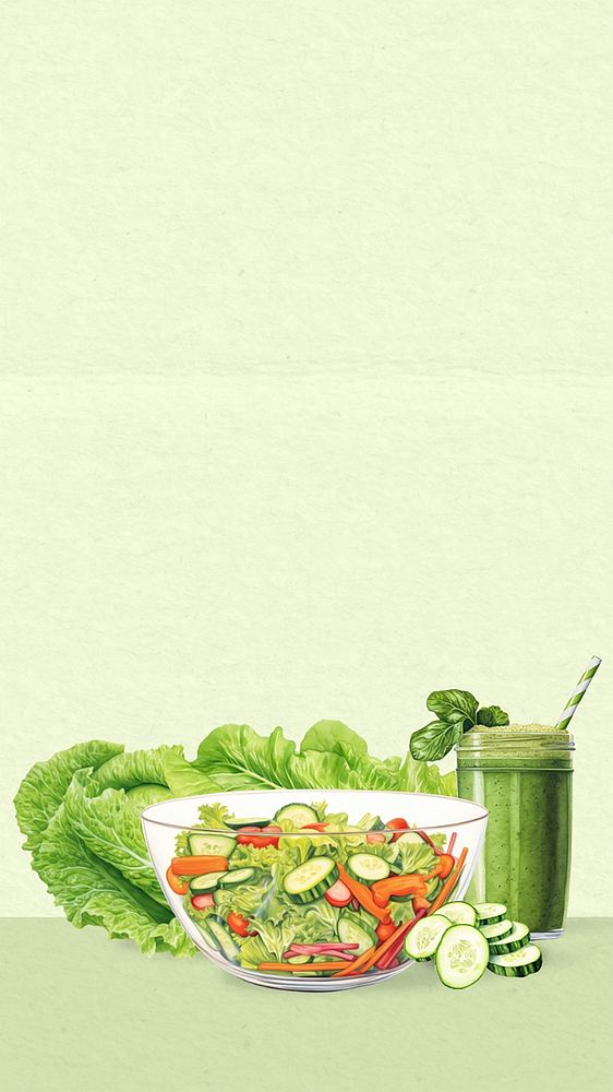 Healthy salad mobile phone, food digital art design