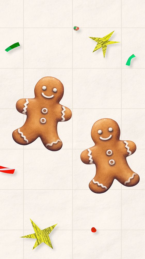 Christmas gingerbread cookies mobile phone, food digital art design