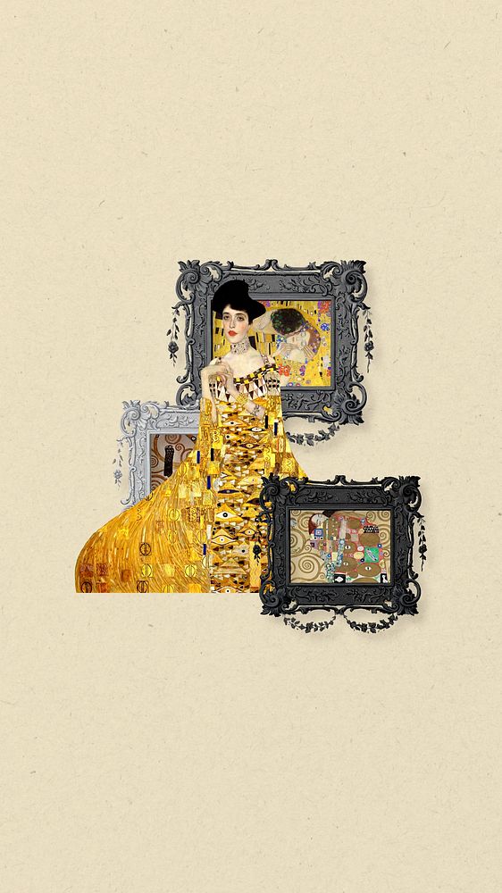 Adele Bloch-Bauer portrait iPhone wallpaper, vintage woman painting. Remixed by rawpixel.