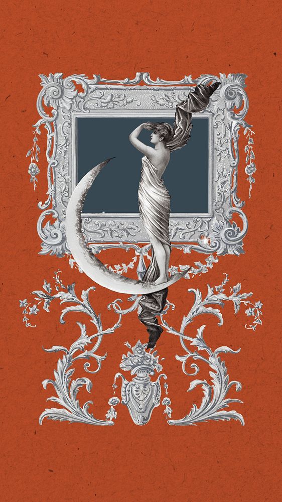 Art nouveau statue iPhone wallpaper, vintage ornamental illustration. Remixed by rawpixel.