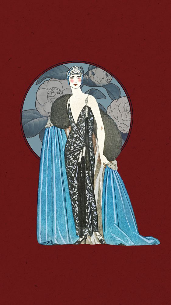 George Barbier's woman iPhone wallpaper, vintage fashion illustration. Remixed by rawpixel.