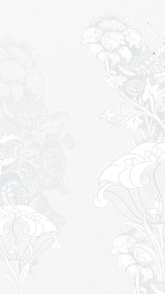 Art nouveau flower iPhone wallpaper, white  vintage ornament illustration. Remixed by rawpixel.