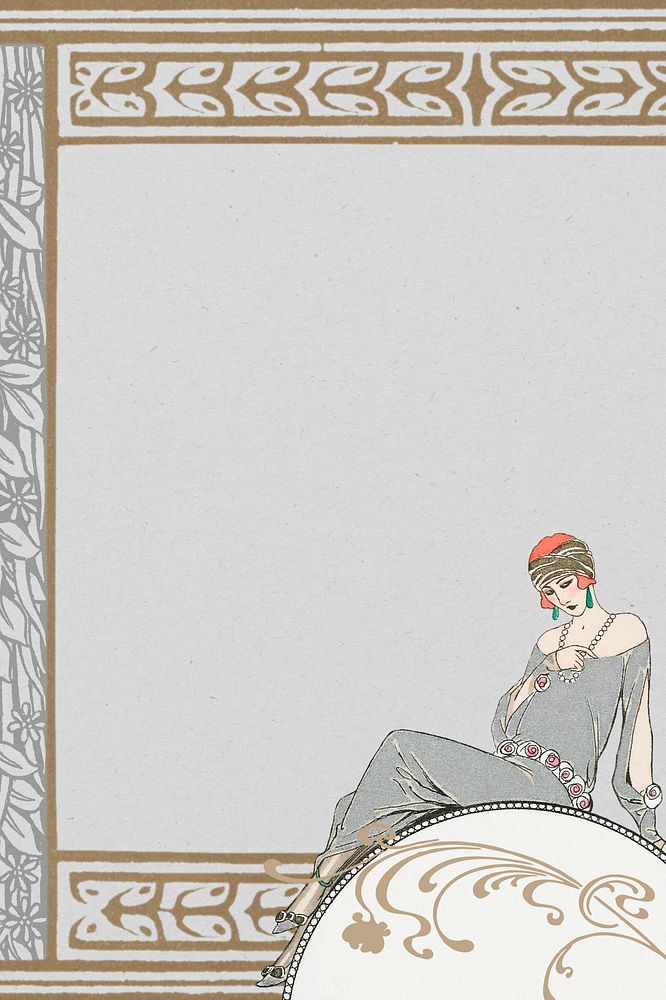 George Barbier's woman background, vintage fashion illustration. Remixed by rawpixel.