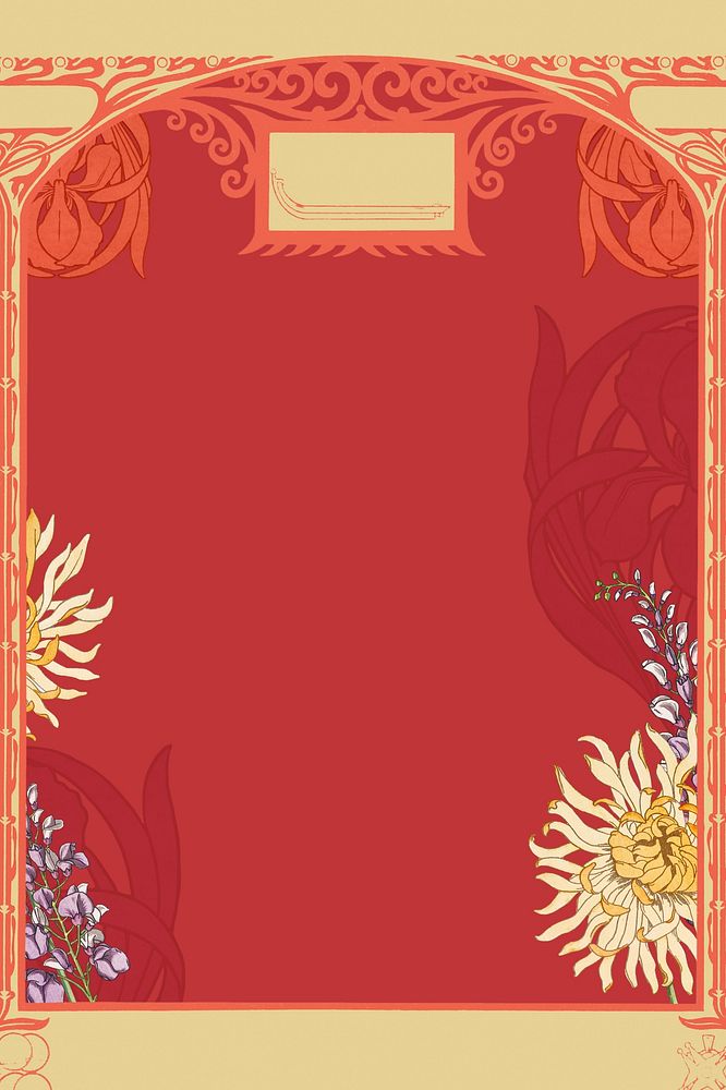 Art nouveau frame background, vintage flower illustration. Remixed by rawpixel.