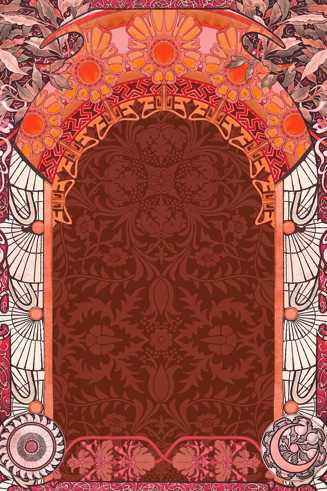 Floral art nouveau frame background, vintage botanical illustration. Remixed by rawpixel.