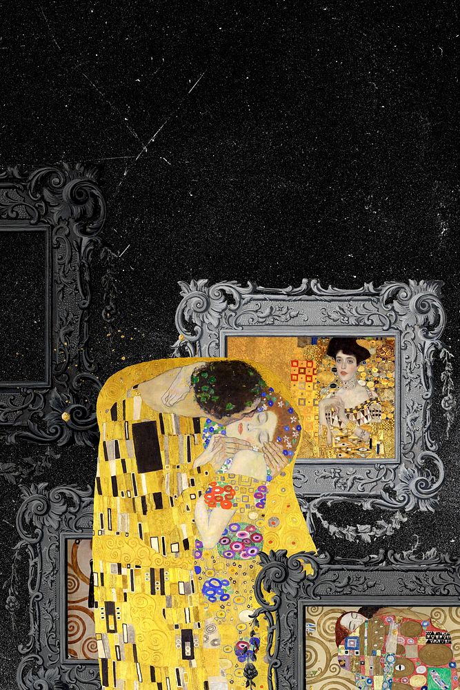 The Kiss background, Gustav Klimt's famous artwork. Remixed by rawpixel.