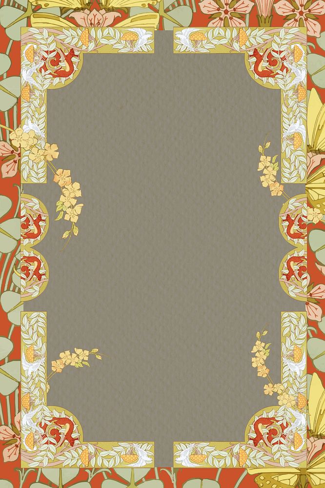 Art nouveau flower frame background, vintage botanical illustration. Remixed by rawpixel.