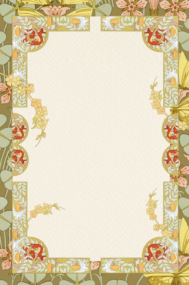 Art nouveau flower frame background, vintage botanical illustration. Remixed by rawpixel.