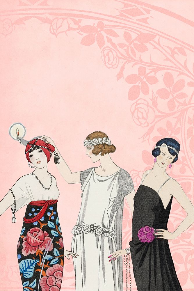 George Barbier's women, vintage fashion illustration. Remixed by rawpixel.
