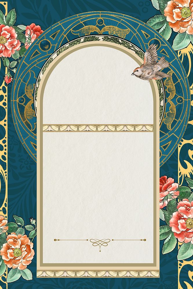 Art nouveau frame background, vintage flower ornament. Remixed by rawpixel.