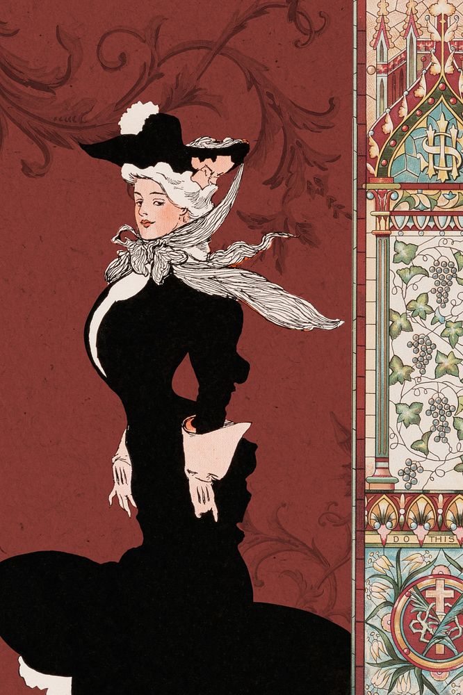 Victorian woman, vintage illustration by George Barbier. Remixed by rawpixel.