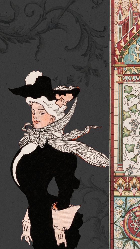 Victorian woman iPhone wallpaper, vintage illustration by George Barbier. Remixed by rawpixel.