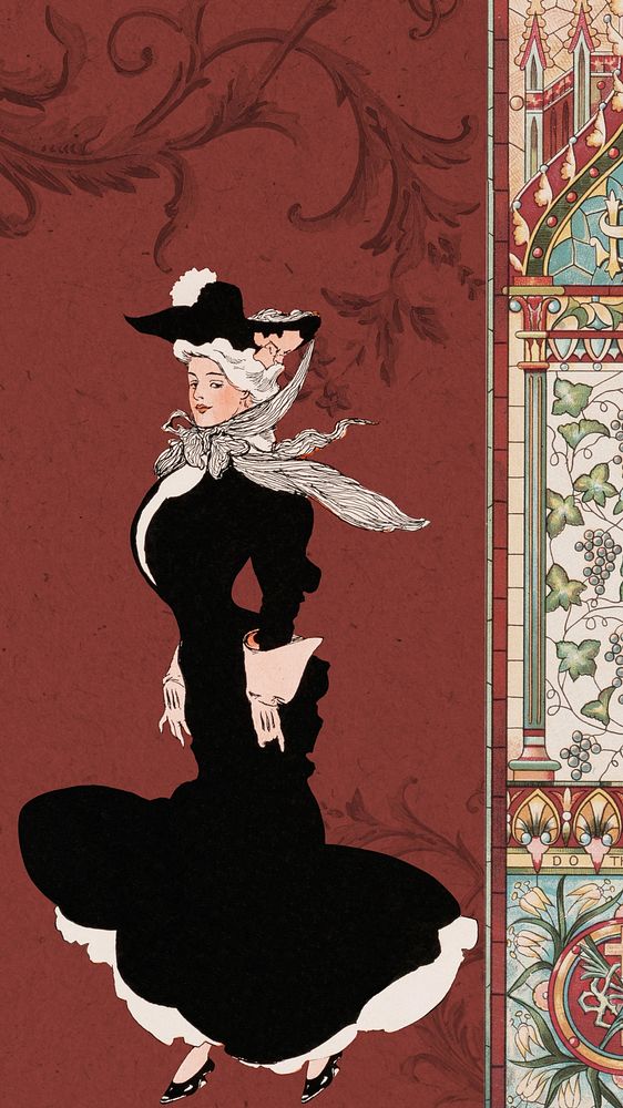 Victorian woman iPhone wallpaper, vintage illustration by George Barbier. Remixed by rawpixel.