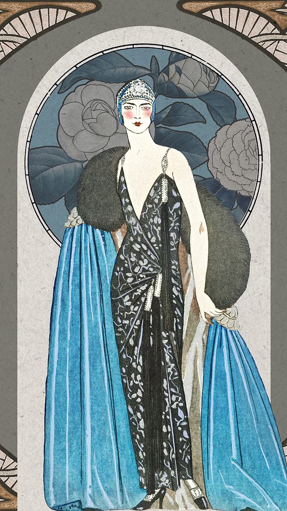 19th century woman iPhone wallpaper, George Barbier's fashion illustration. Remixed by rawpixel.