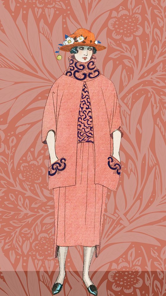 19th century woman iPhone wallpaper, George Barbier's fashion illustration. Remixed by rawpixel.