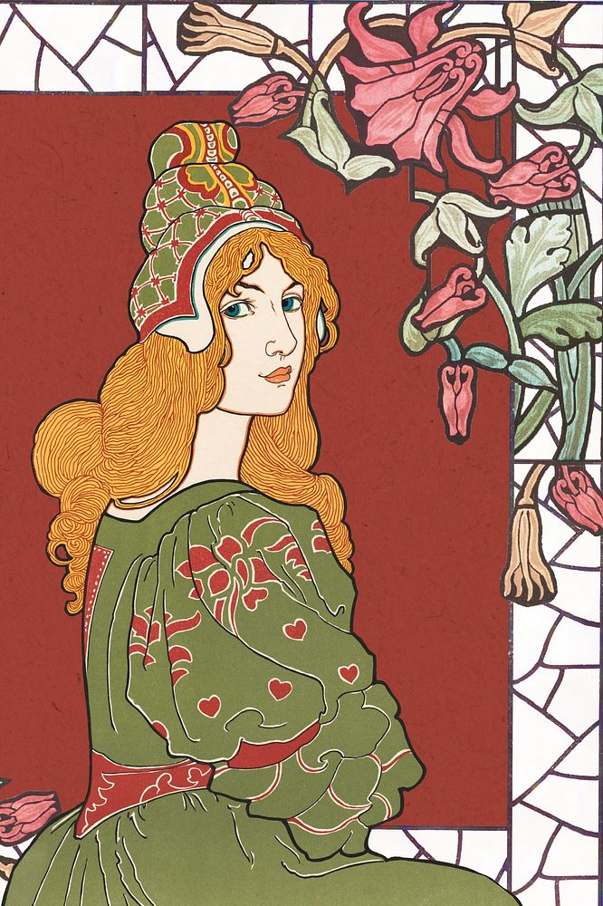 Louis Rhead's Jane portrait, vintage art nouveau illustration. Remixed by rawpixel.