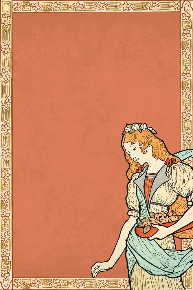 Eugène Grasset's woman frame background, vintage art nouveau illustration. Remixed by rawpixel.