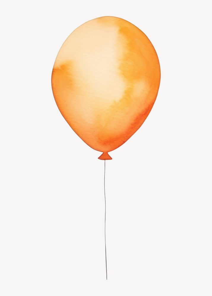 Orange balloon, watercolor illustration