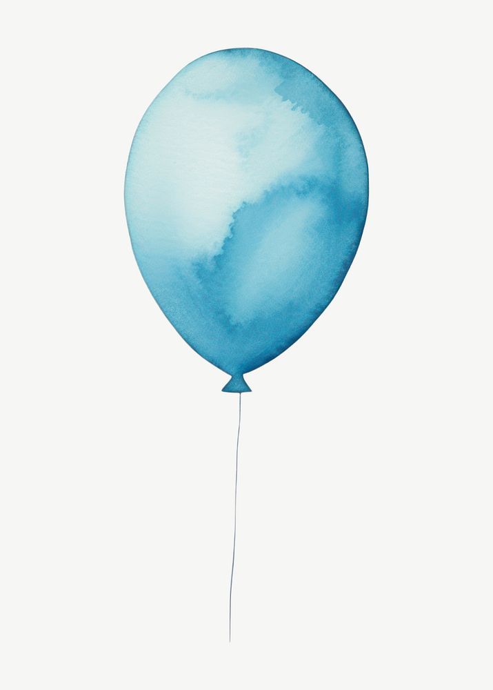 Blue balloon, watercolor collage element psd