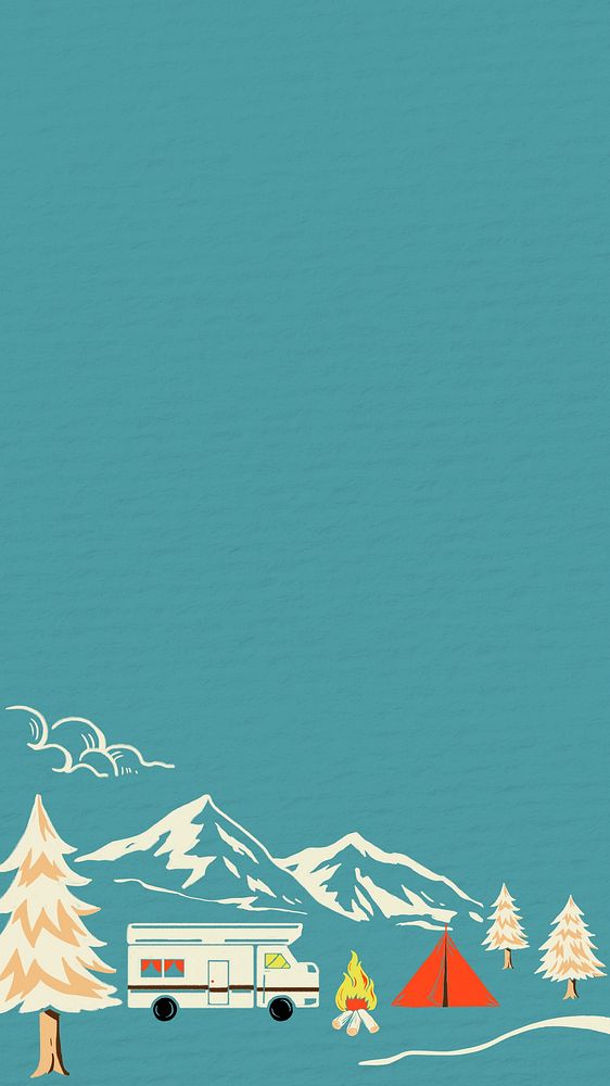 Green Camping travel iPhone wallpaper, | Free Photo Illustration - rawpixel