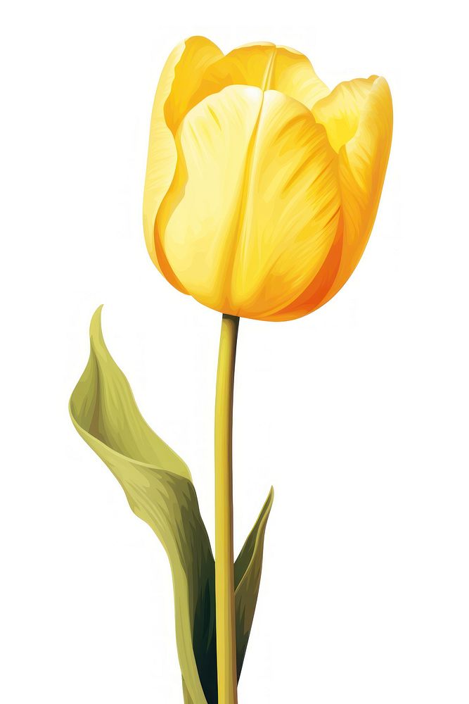 Yellow tulip flower plant white background. AI generated Image by rawpixel.