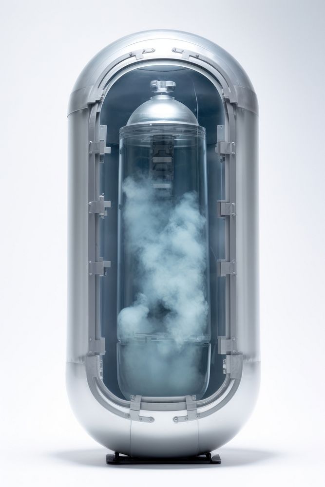 Empty Cryogenic capsule white background technology lighting. AI generated Image by rawpixel.