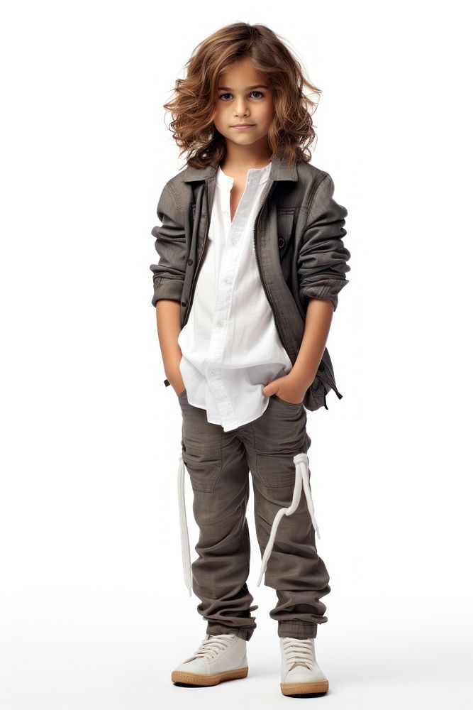 Kid fashion model footwear jacket child. AI generated Image by rawpixel.
