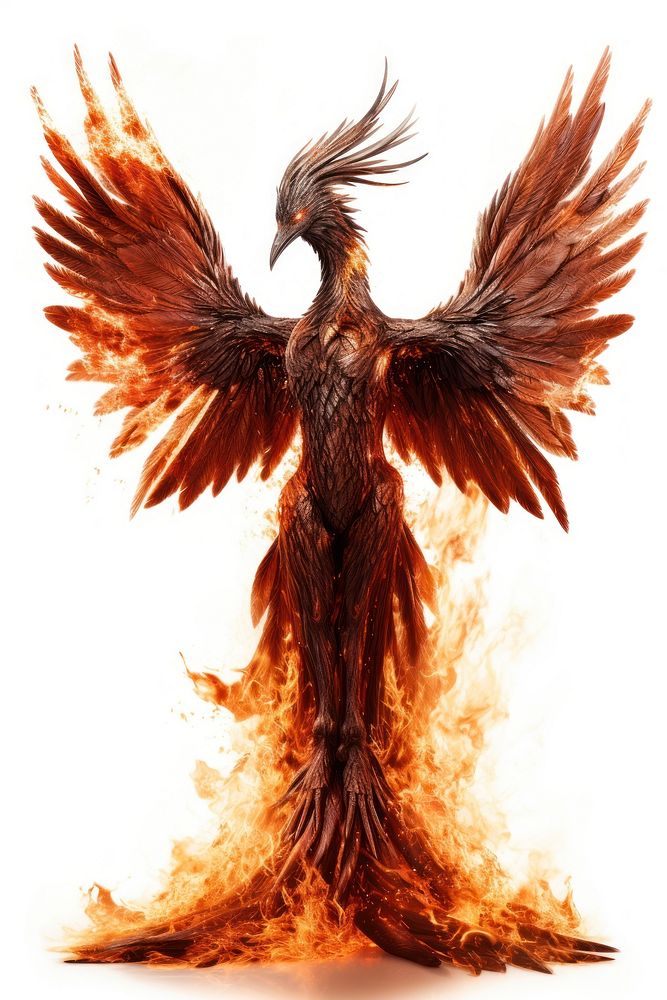 Phoenix fire white background creativity. AI generated Image by rawpixel.