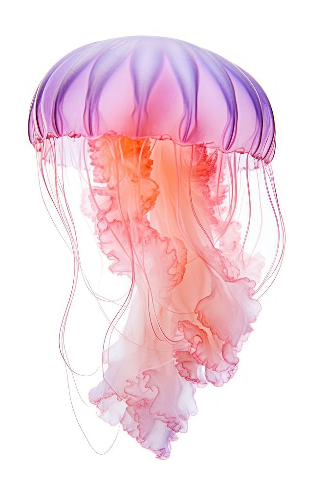 Jellyfish white background invertebrate translucent. AI generated Image by rawpixel.