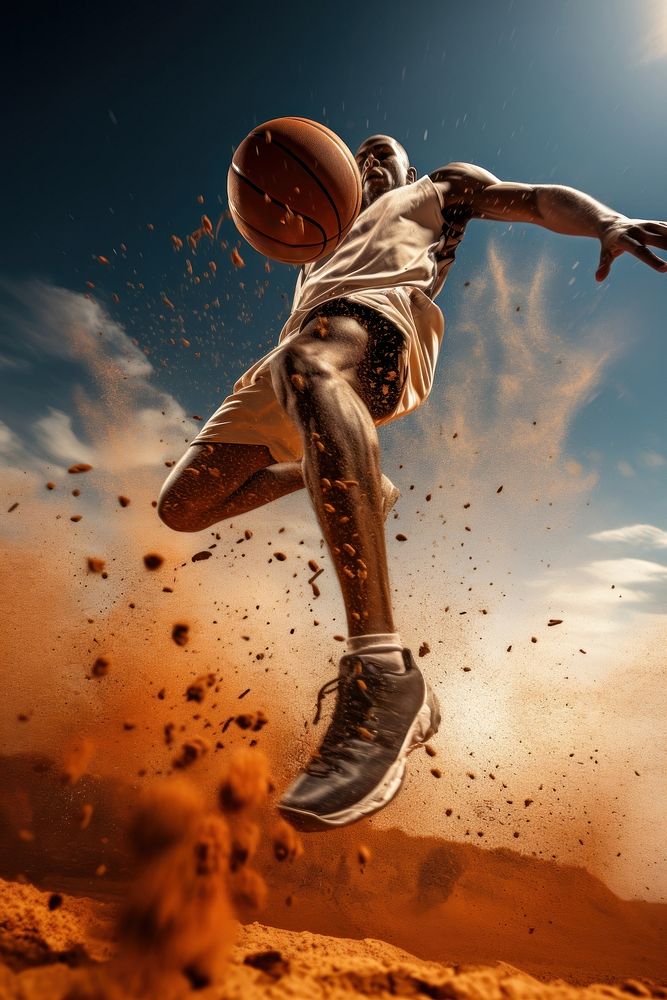 Basketball player jumping sports determination. AI generated Image by rawpixel.