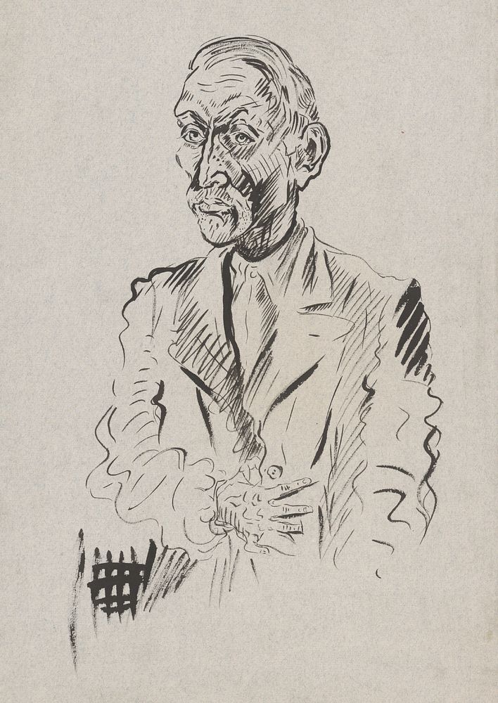 Self-portrait with a hand by Arnold Peter Weisz Kubínčan