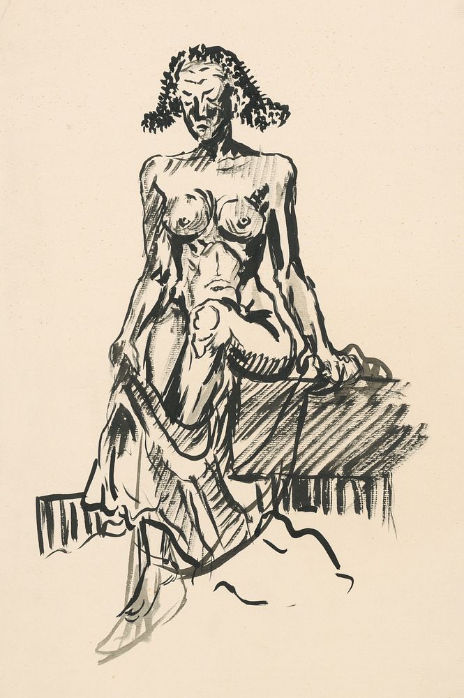 Seated female nude by Arnold Peter Weisz Kubínčan