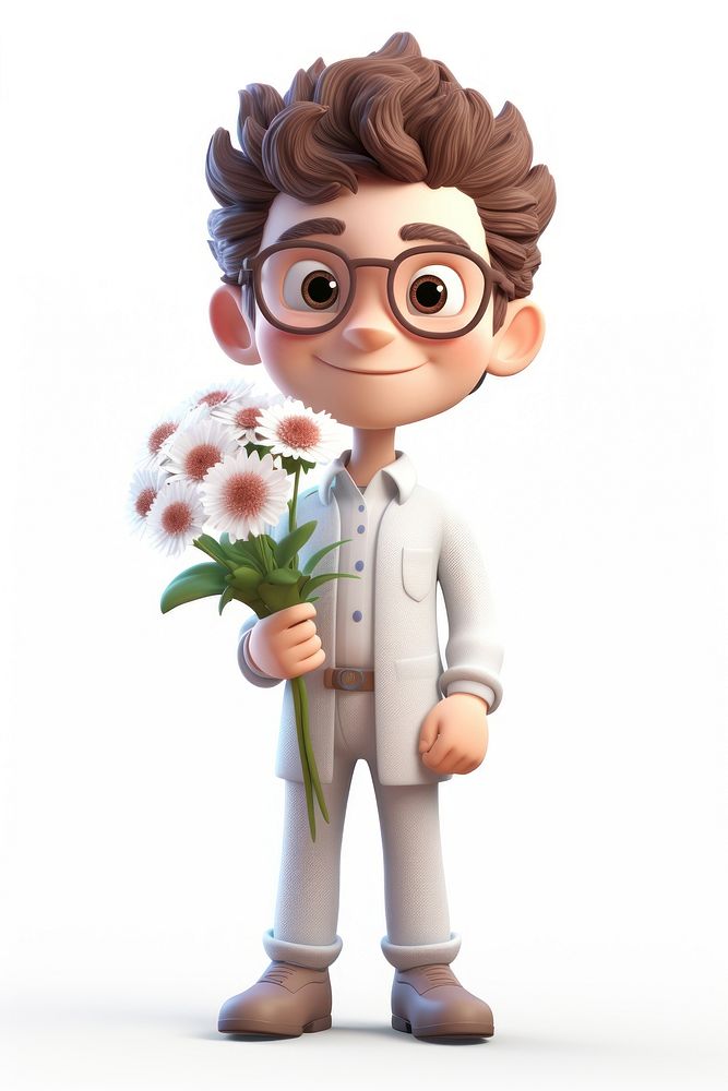 Cople holding flower cartoon plant toy. AI generated Image by rawpixel.
