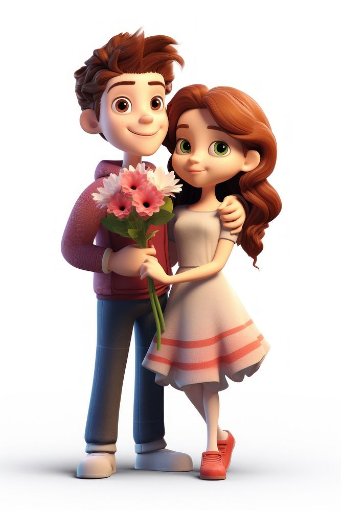 Cople holding flower cartoon plant toy. AI generated Image by rawpixel.